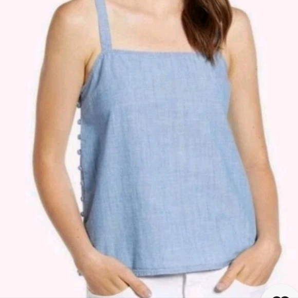 Madewell Side Button Chambray Tank Top, Size Small - Picture 1 of 6
